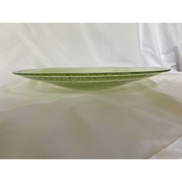 Hand Blown Bubble Glass Light Green Round 12 3/4" Serving Platter - Picture 2 of 7